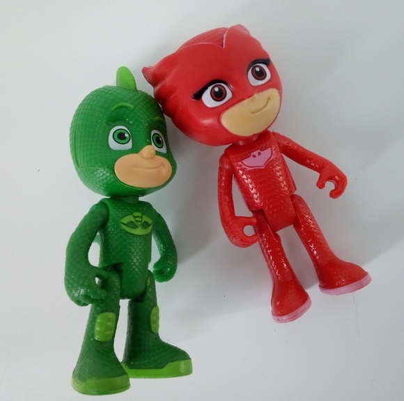 Disney Junior PJ Masks Posable 3 in Figures Owlette Gekko Cake Topper set 2 Piec - Picture 5 of 5